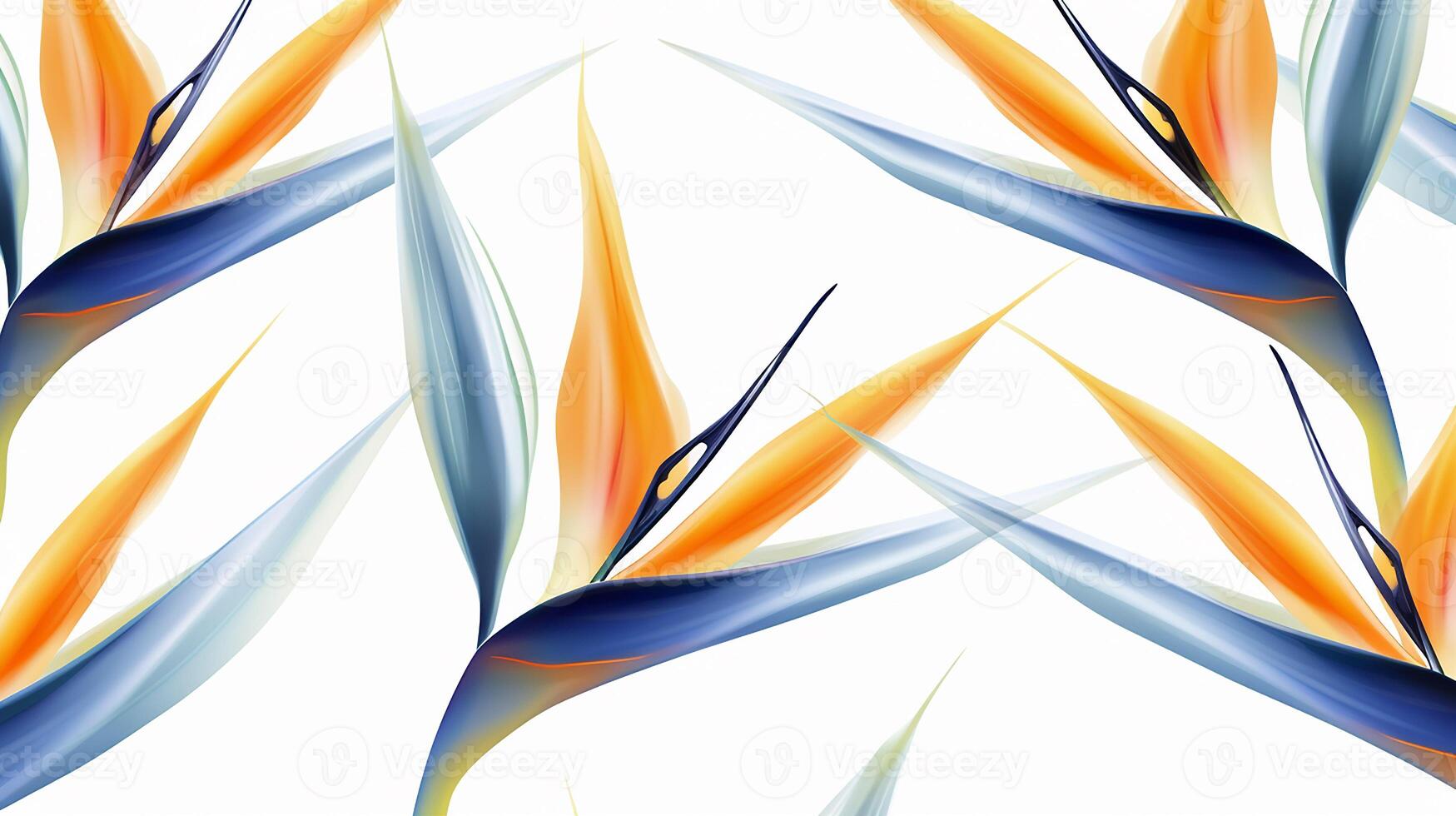 Seamless pattern of Bird of Paradise flower in watercolor style isolated on white background. Bird of Paradise flower texture background. Generative AI photo