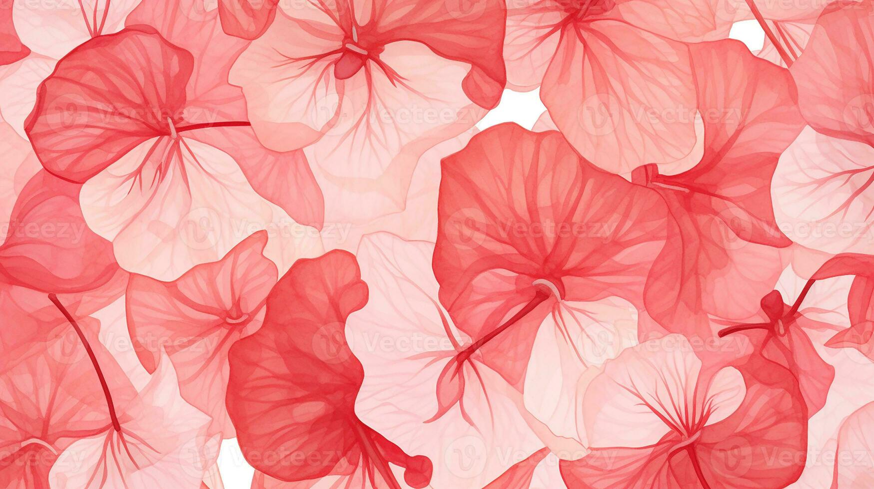 Seamless pattern of Begonia flower in watercolor style isolated on white background. Begonia flower texture background. Generative AI photo