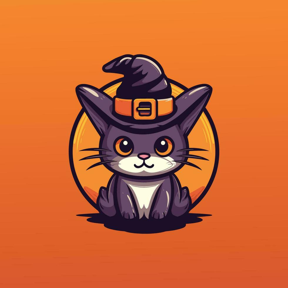 Novice Wizard Cat Flat with Scared Expression vector