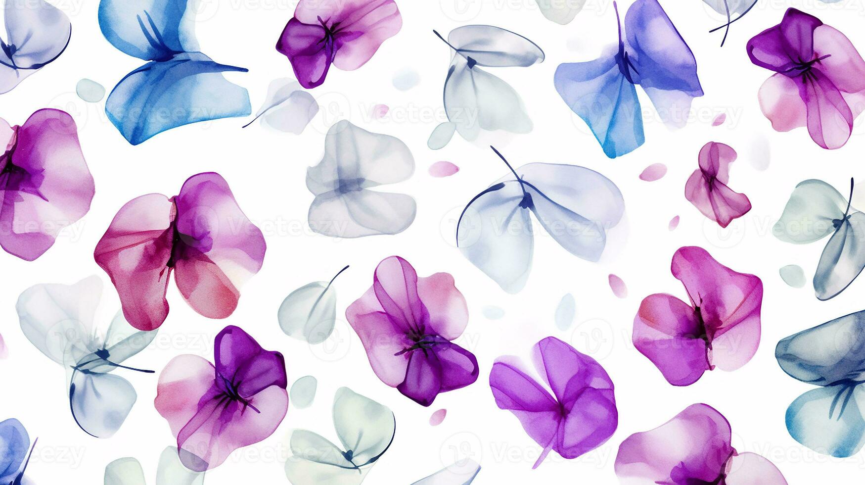 Seamless pattern of Balloon flower in watercolor style isolated on white background. Balloon flower texture background. Generative AI photo