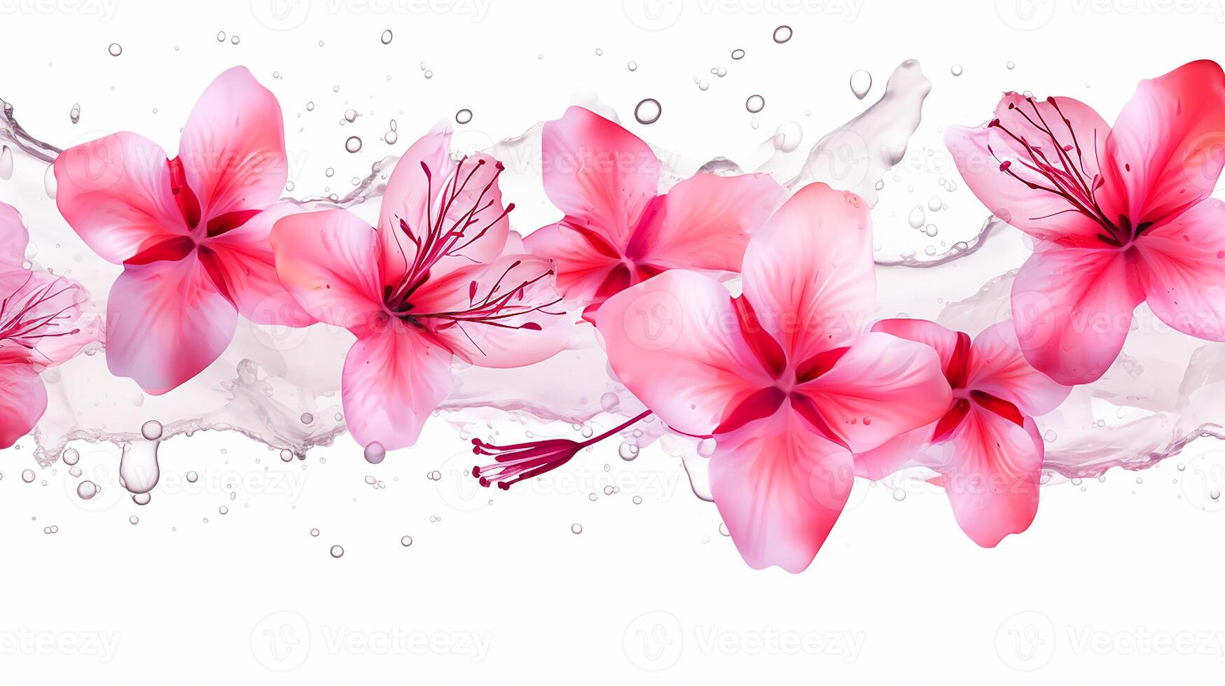 Seamless pattern of Azalea flower in watercolor style isolated on white background. Azalea flower texture background. Generative AI photo