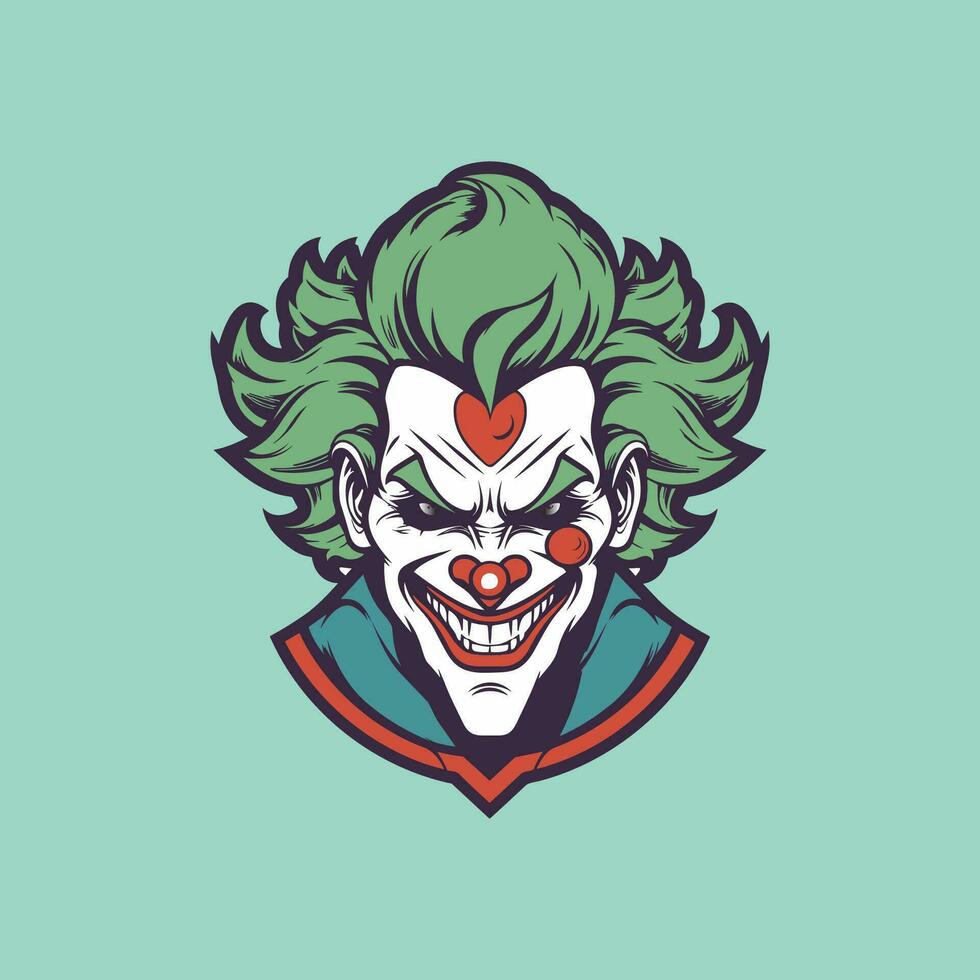 Frightening Clown Head Mascot Design vector