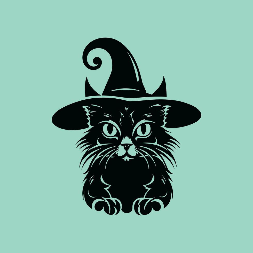 Creepy Halloween Black Cat Vector Design