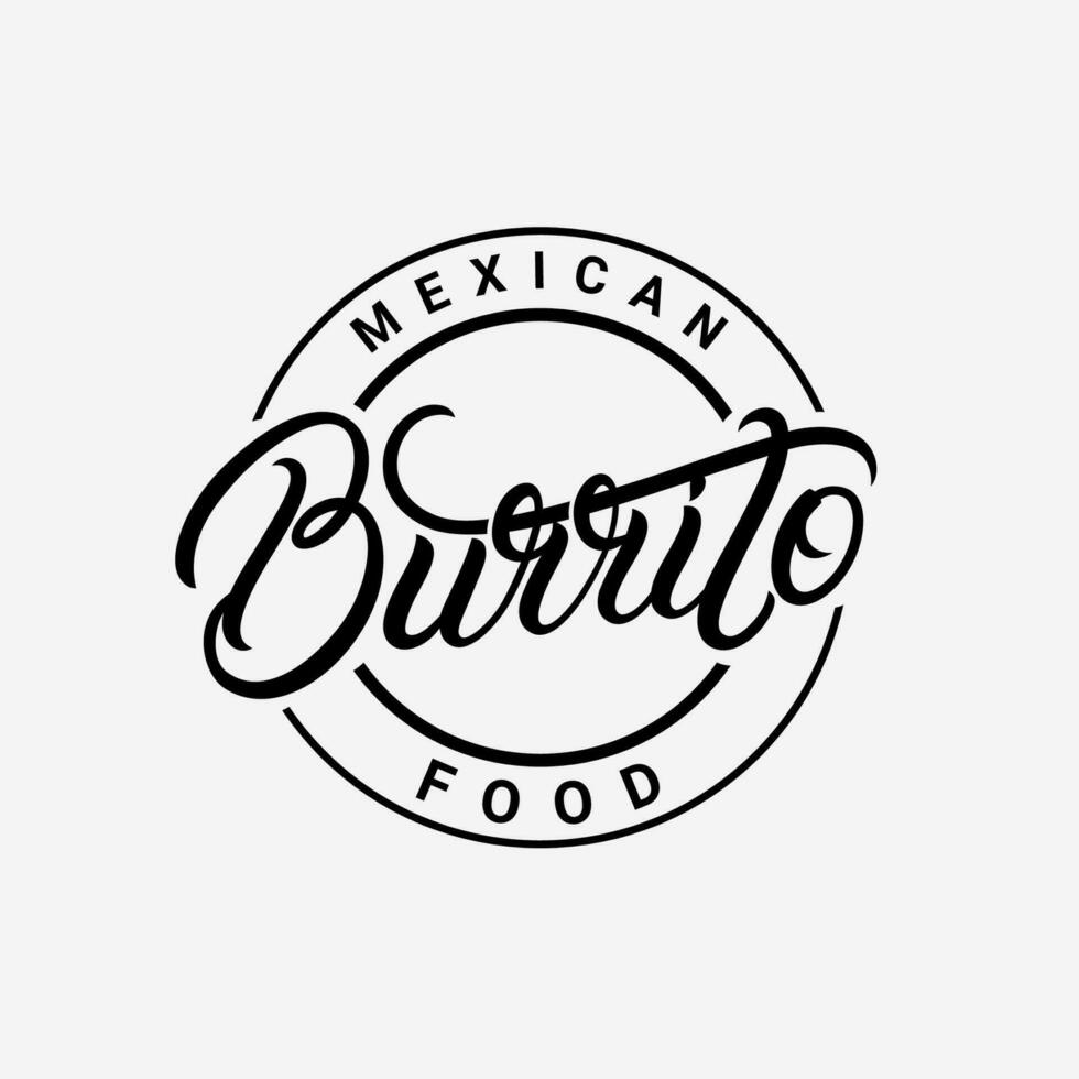 burrito mano escrito letras logo, etiqueta, insignia, sigm, emblema para mexicano restaurante menú, café insignia. moderno caligrafía. vector ilustración.
