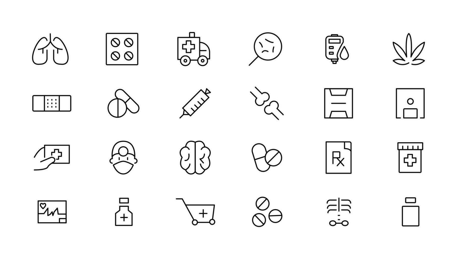Medicine and Health care flat icons. minimal thin line web icon set. Outline icons collection vector