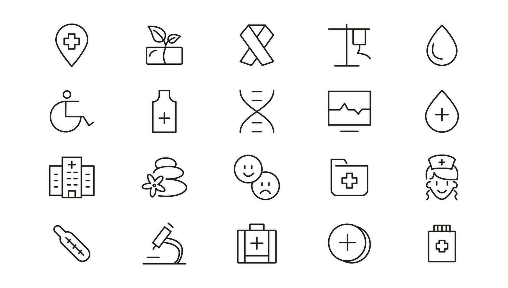 Medicine and Health care flat icons. minimal thin line web icon set. Outline icons collection vector