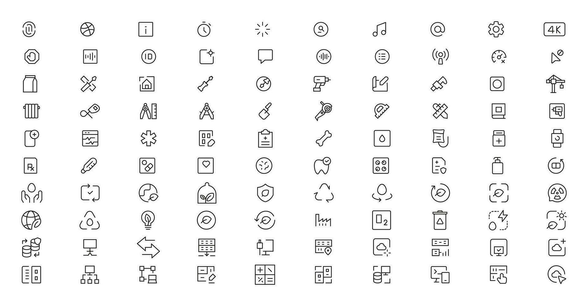 Mega set of icons in trendy line style. ui ux, ecology, real estate, transport, Business, ecommerce, finance, accounting. Big set Icons collection. Vector illustration