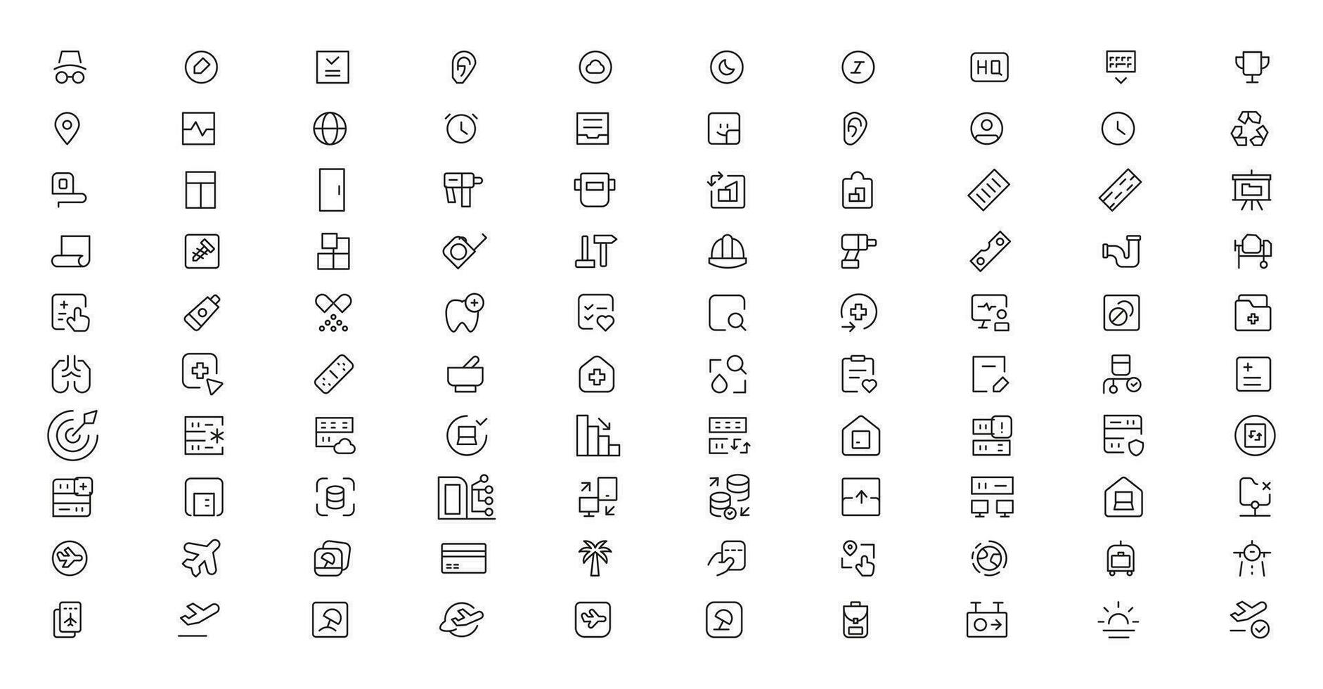 Mega set of icons in trendy line style. ui ux, ecology, real estate, transport, Business, ecommerce, finance, accounting. Big set Icons collection. Vector illustration