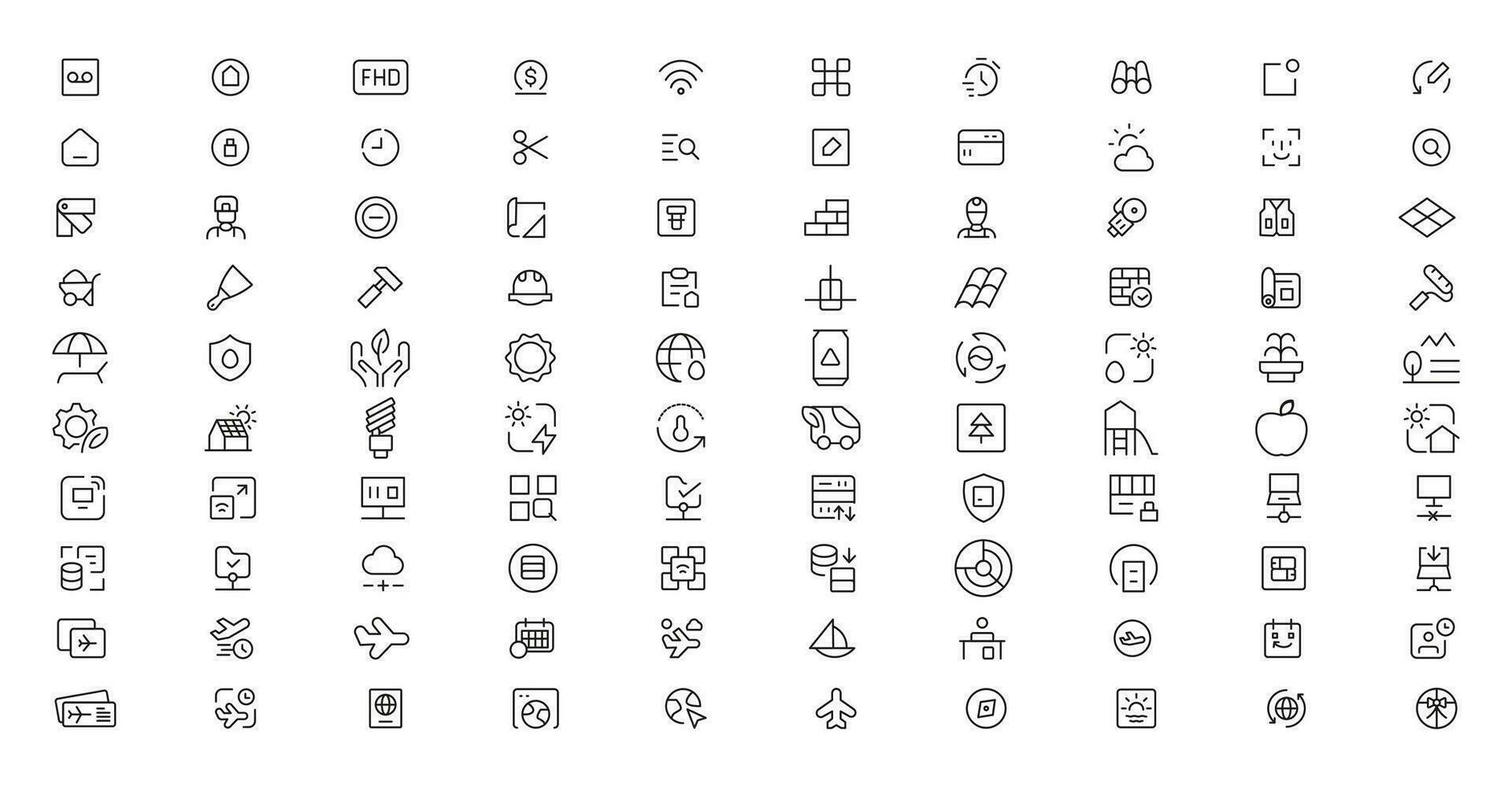 Mega set of icons in trendy line style. ui ux, ecology, real estate, transport, Business, ecommerce, finance, accounting. Big set Icons collection. Vector illustration