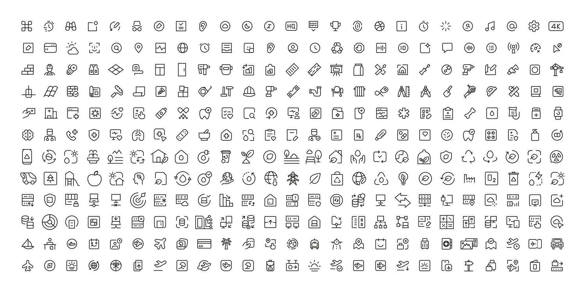 Mega set of icons in trendy line style. ui ux, ecology, real estate, transport, Business, ecommerce, finance, accounting. Big set Icons collection. Vector illustration