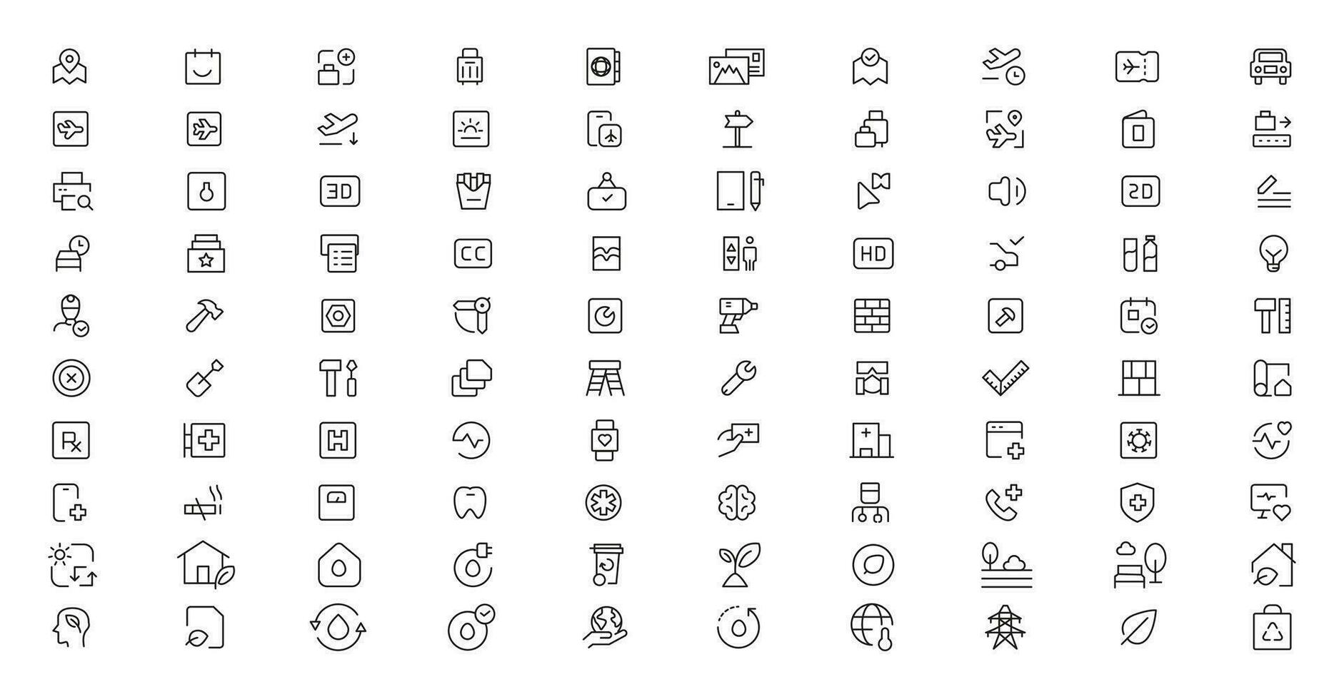 Mega set of icons in trendy line style. ui ux, ecology, real estate, transport, Business, ecommerce, finance, accounting. Big set Icons collection. Vector illustration