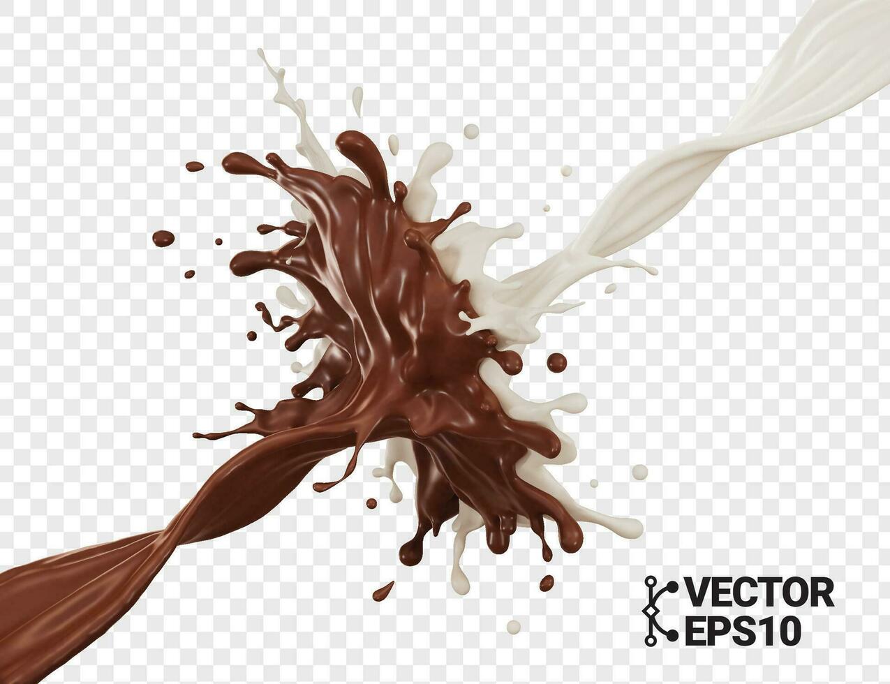 3D milk chocolate splash isolate realistic vector eps