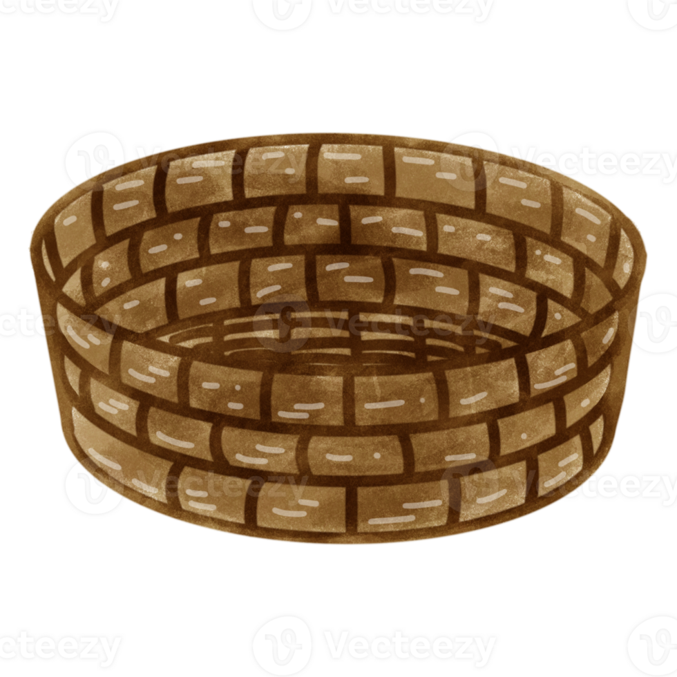 Wooden basket and ancient pot png