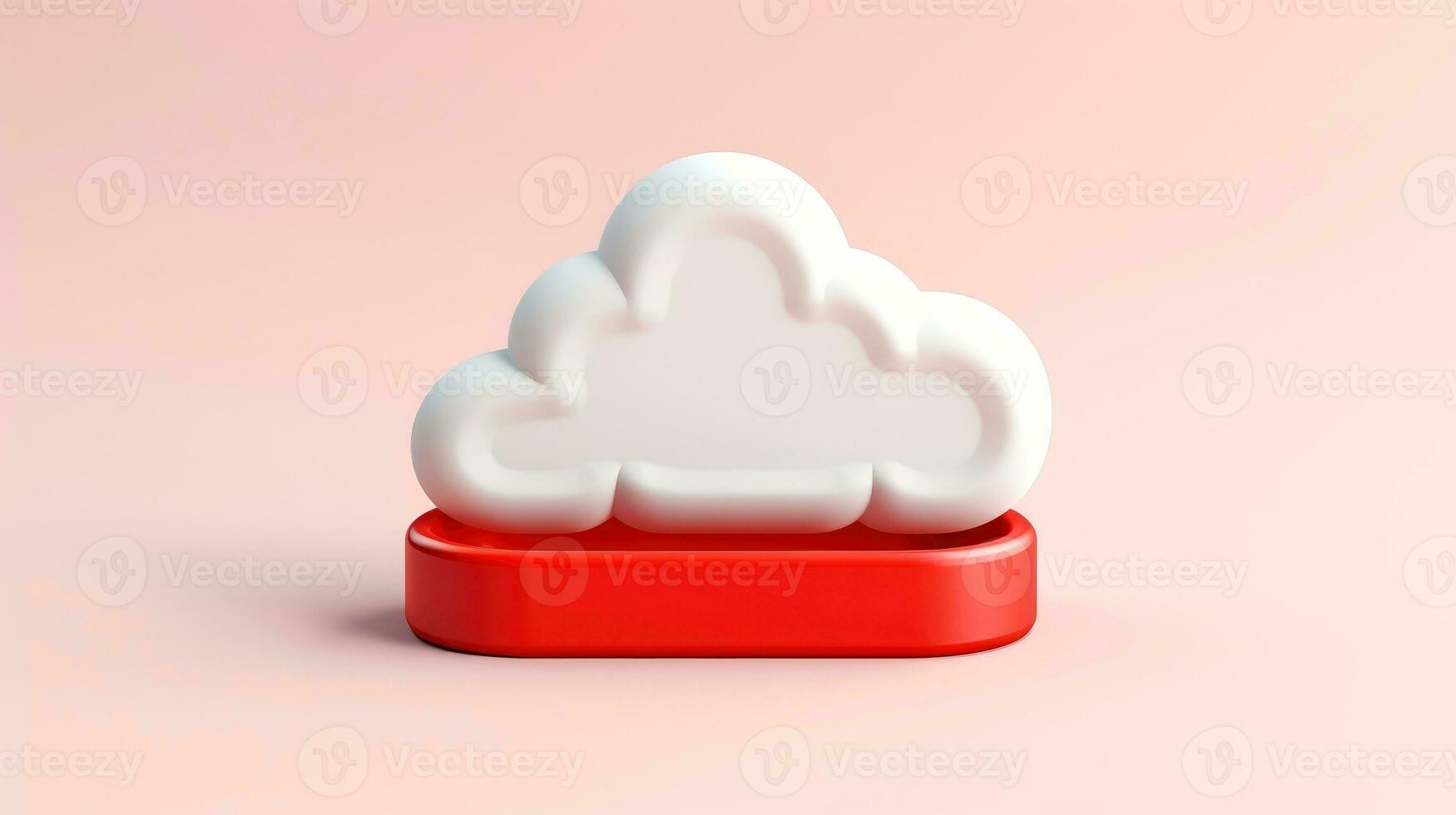 3D red white cloud icon minimal style, cloud computing online service, digital technology security concept, Generative AI illustration photo