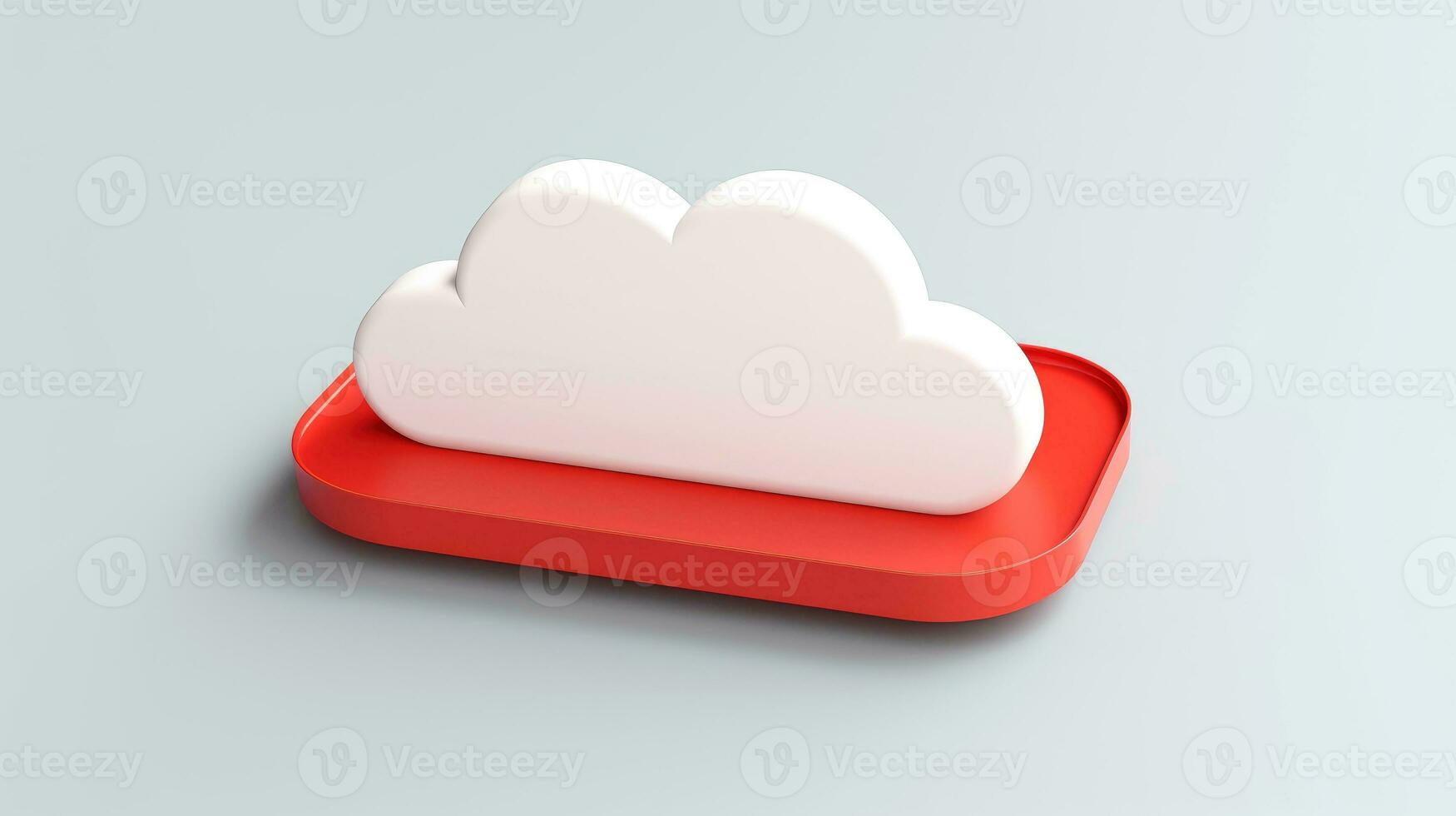 3D red white cloud icon minimal style, cloud computing online service, digital technology security concept, Generative AI illustration photo