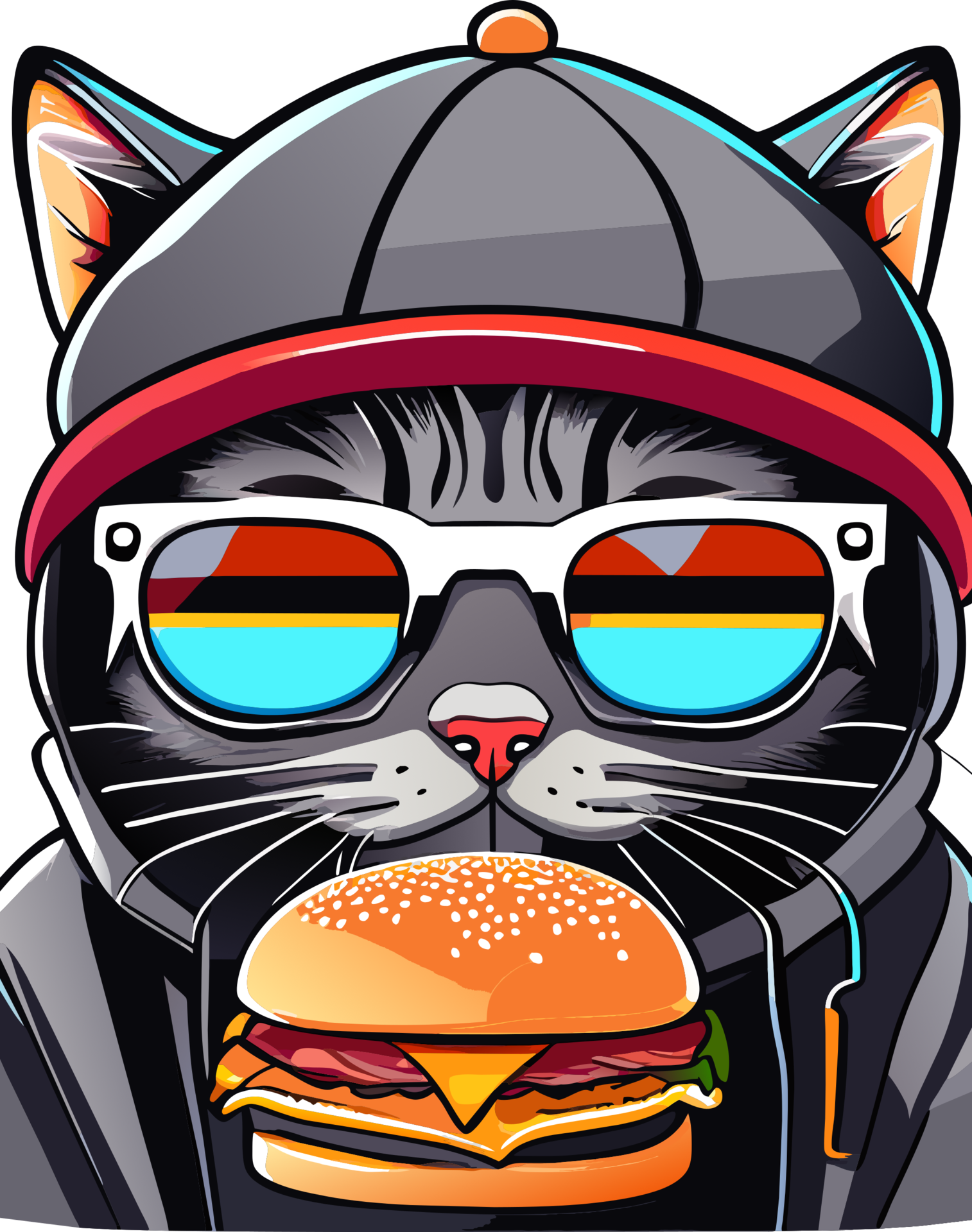 Cat Eat A Burger AI Generated 27261513 PNG why-does-my-cat-eat-my-plants-plant-corz