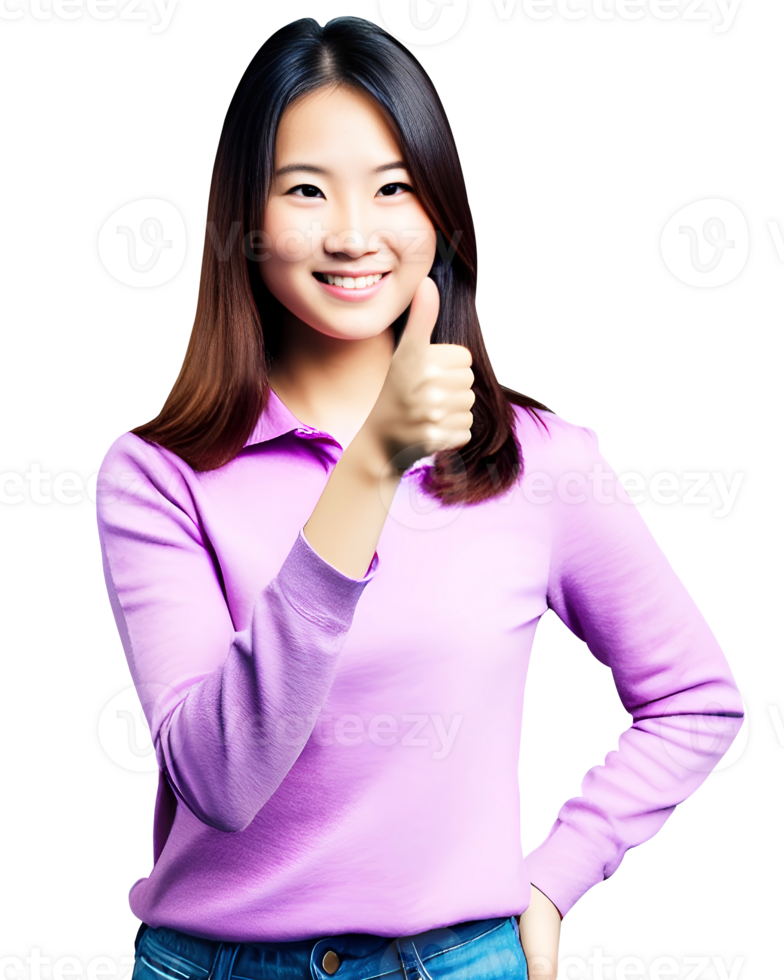 woman showing thumbs up png