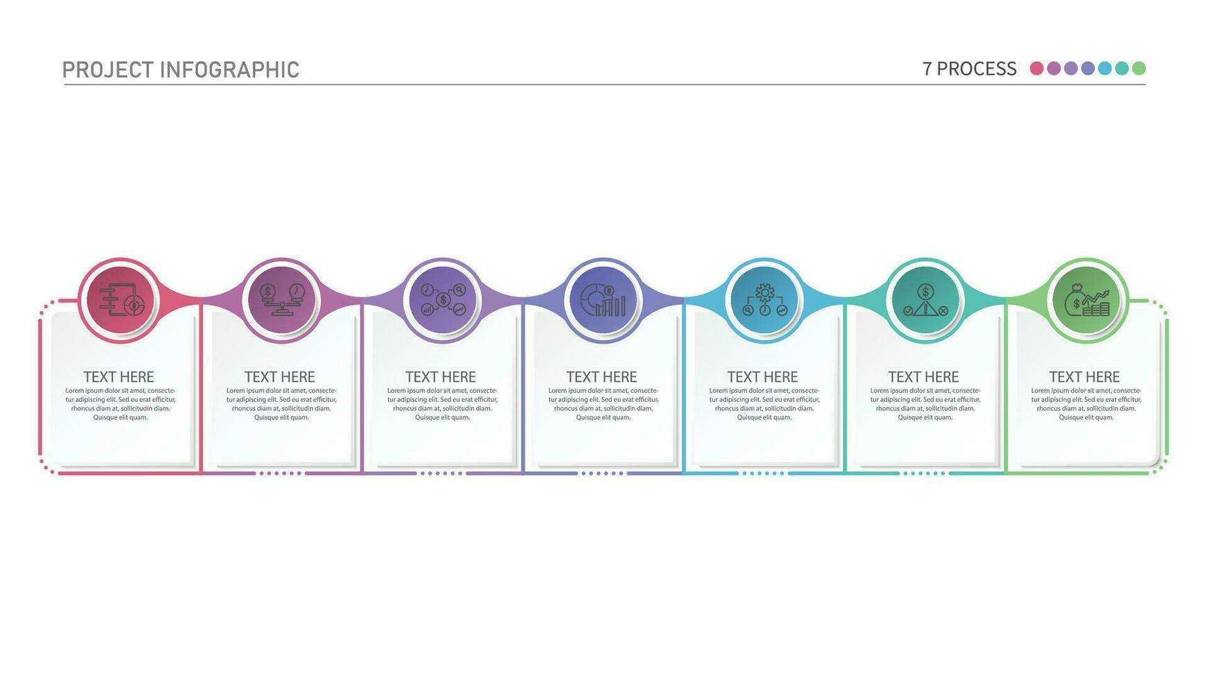 infografía proceso diseño con íconos y 7 7 opciones o pasos. vector