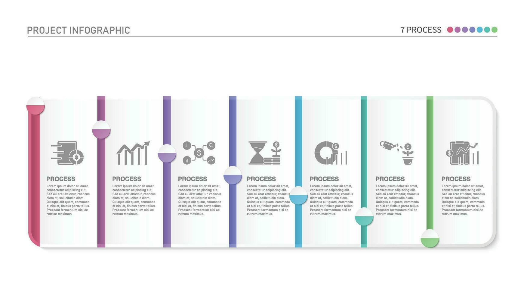 Infographic process design with icons and 7 options or steps. vector