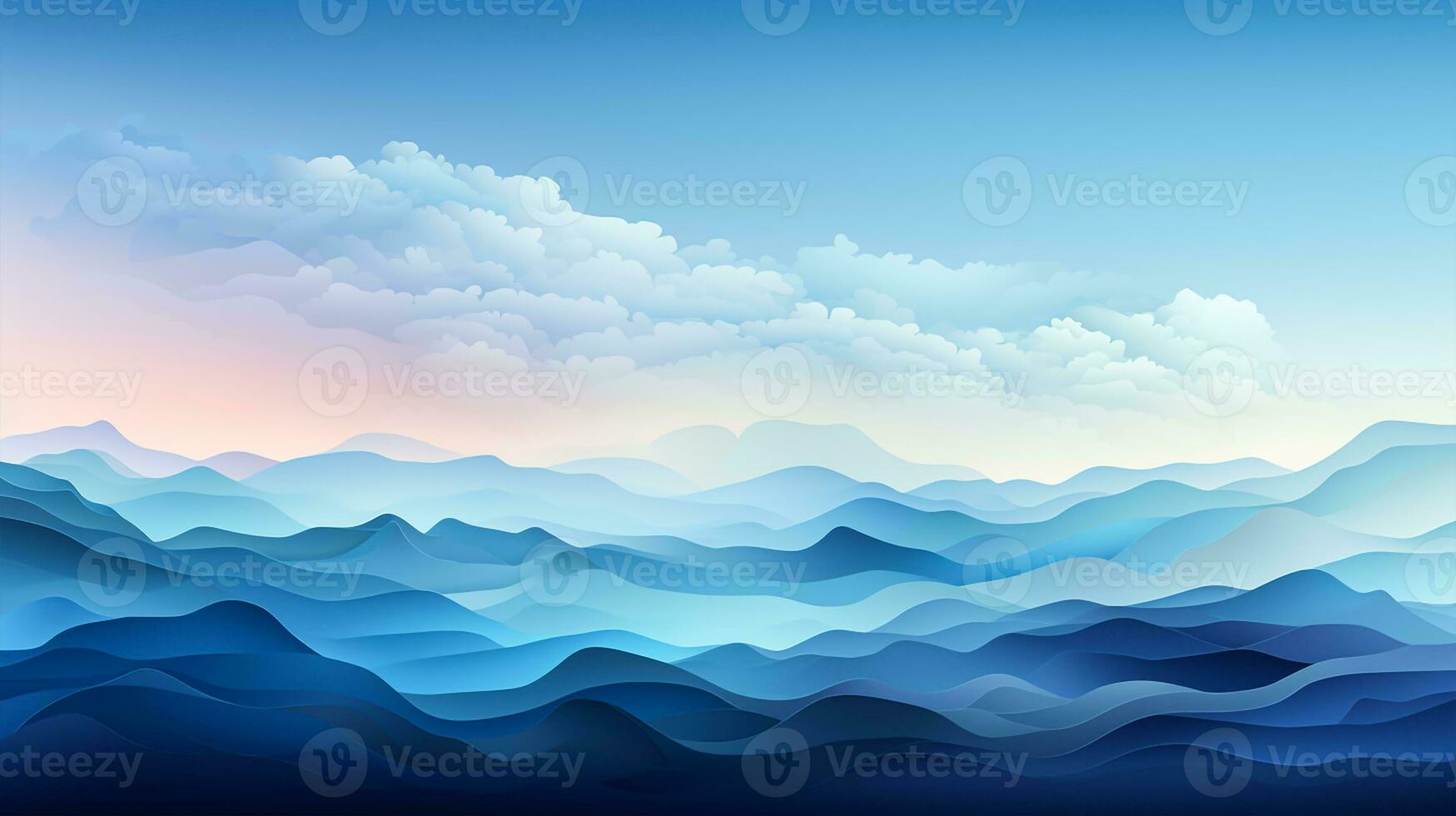 Abstract blue background with waves and space for text photo