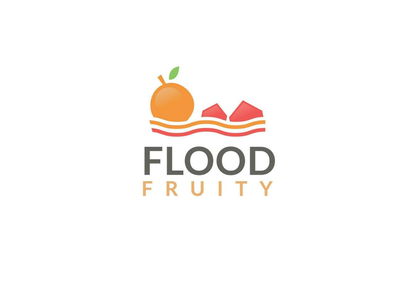 minimal flood fruit logo design - hand drawn fruit logo design for shop -  orange fruit logo design vector