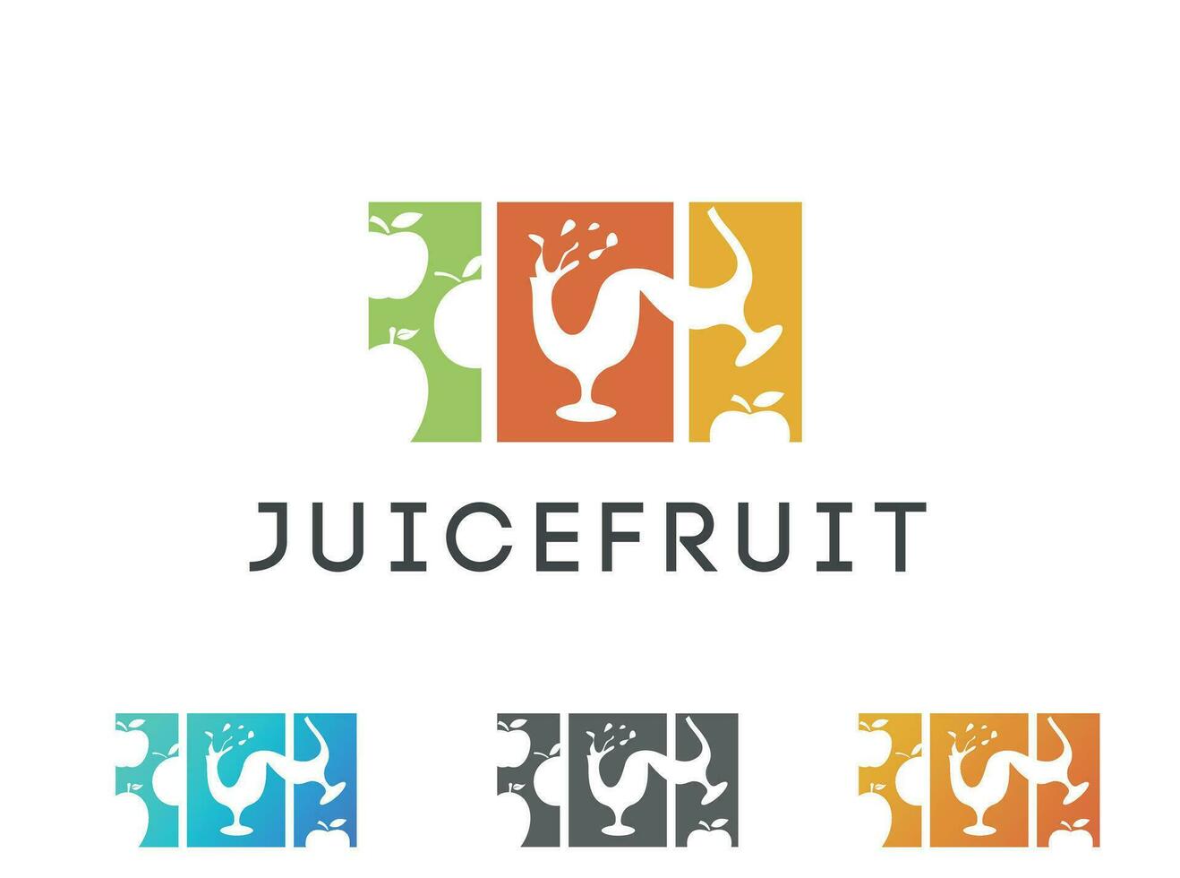 fresh fruit mixed juice logo design template , rectangle fruit logo ,rectangle juice , glass of juice vector ,juice splashes vector logo