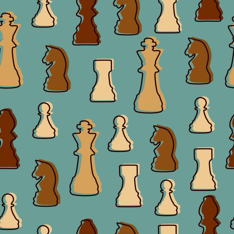 Seamless geometric abstract pattern with elements of chess pieces. vector