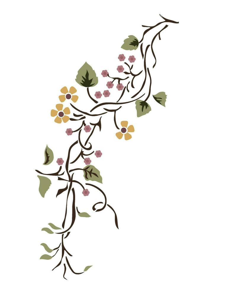 Colored Vines and Flower Pattern vector