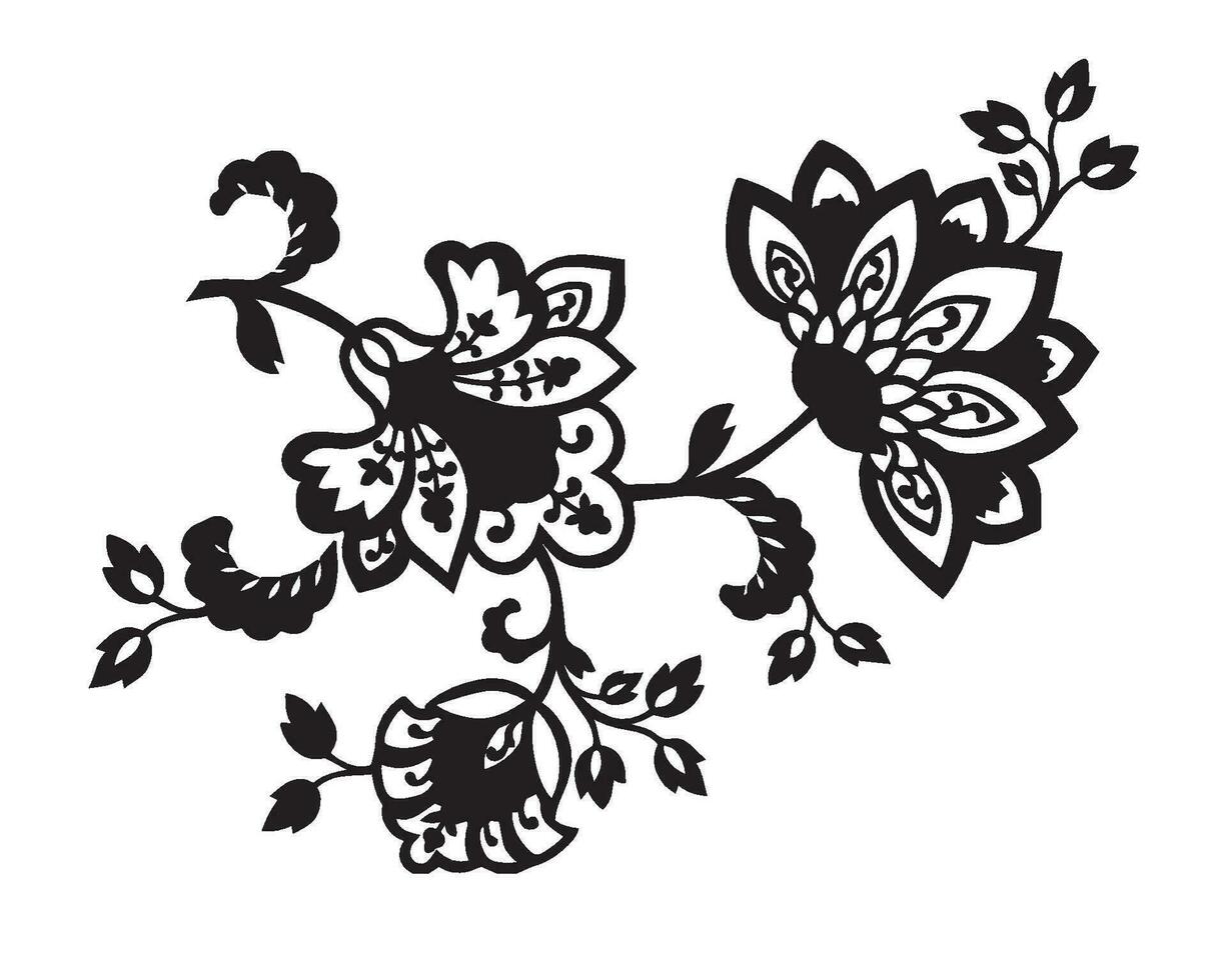 floral blacka and white pattern vector