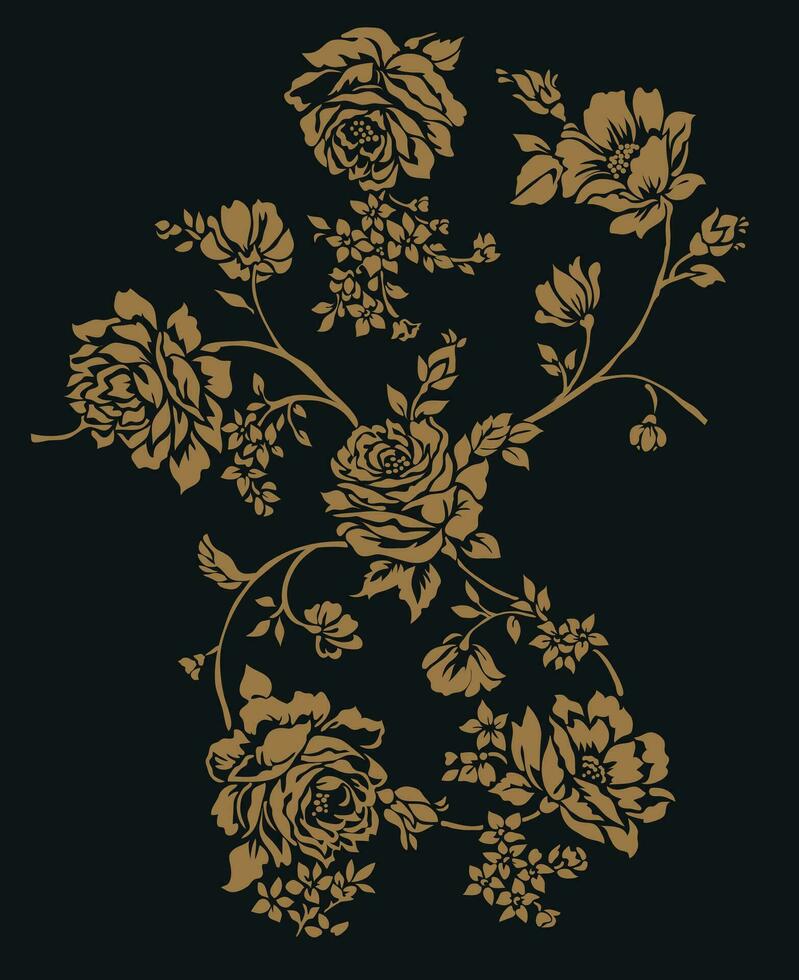 Roses vector embroidery pattern