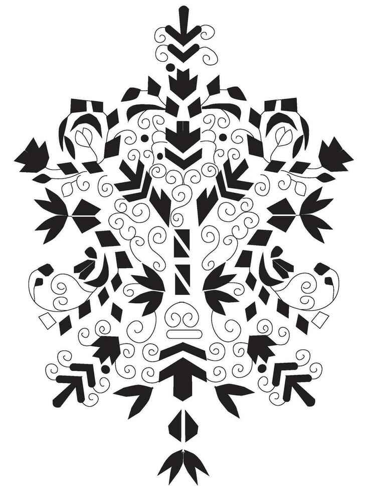 Arabian embroidery in black in white pattern vector