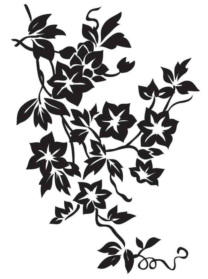 floral vines black and white pattern vector