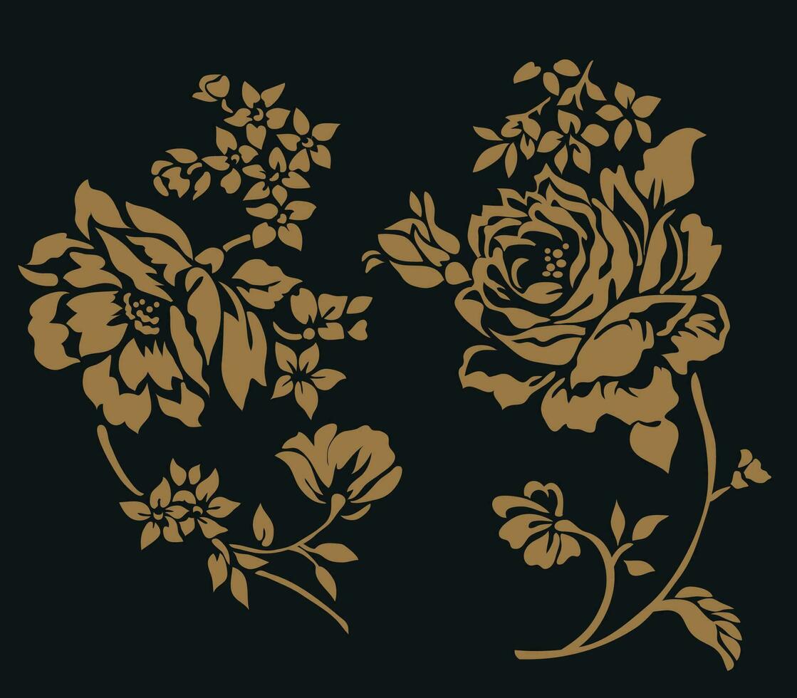 Roses vector embroidery pattern
