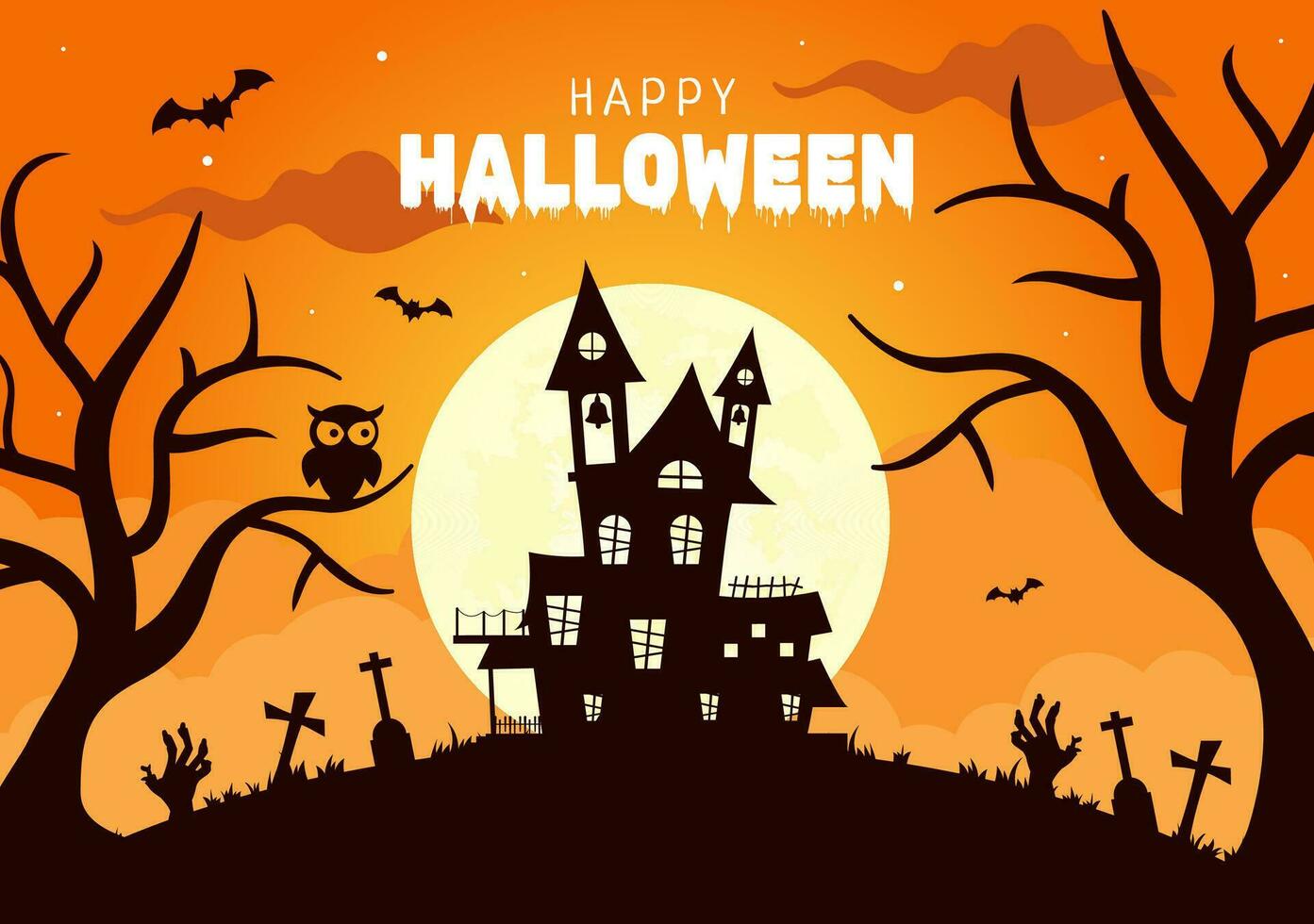 Happy Halloween Day Social Media Background Flat Cartoon Hand Drawn Templates Illustration vector