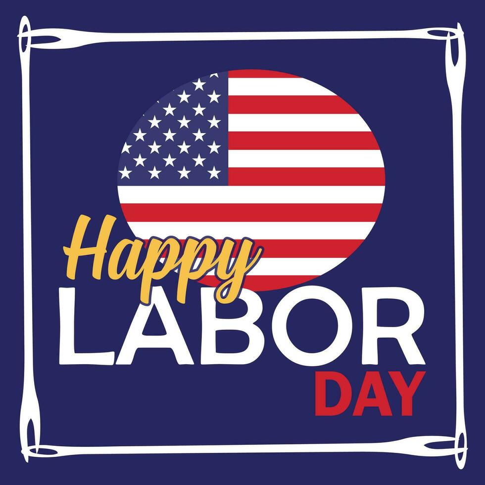 Happy labor day card, tools icon. United States of America flag. Editable vector illustration design
