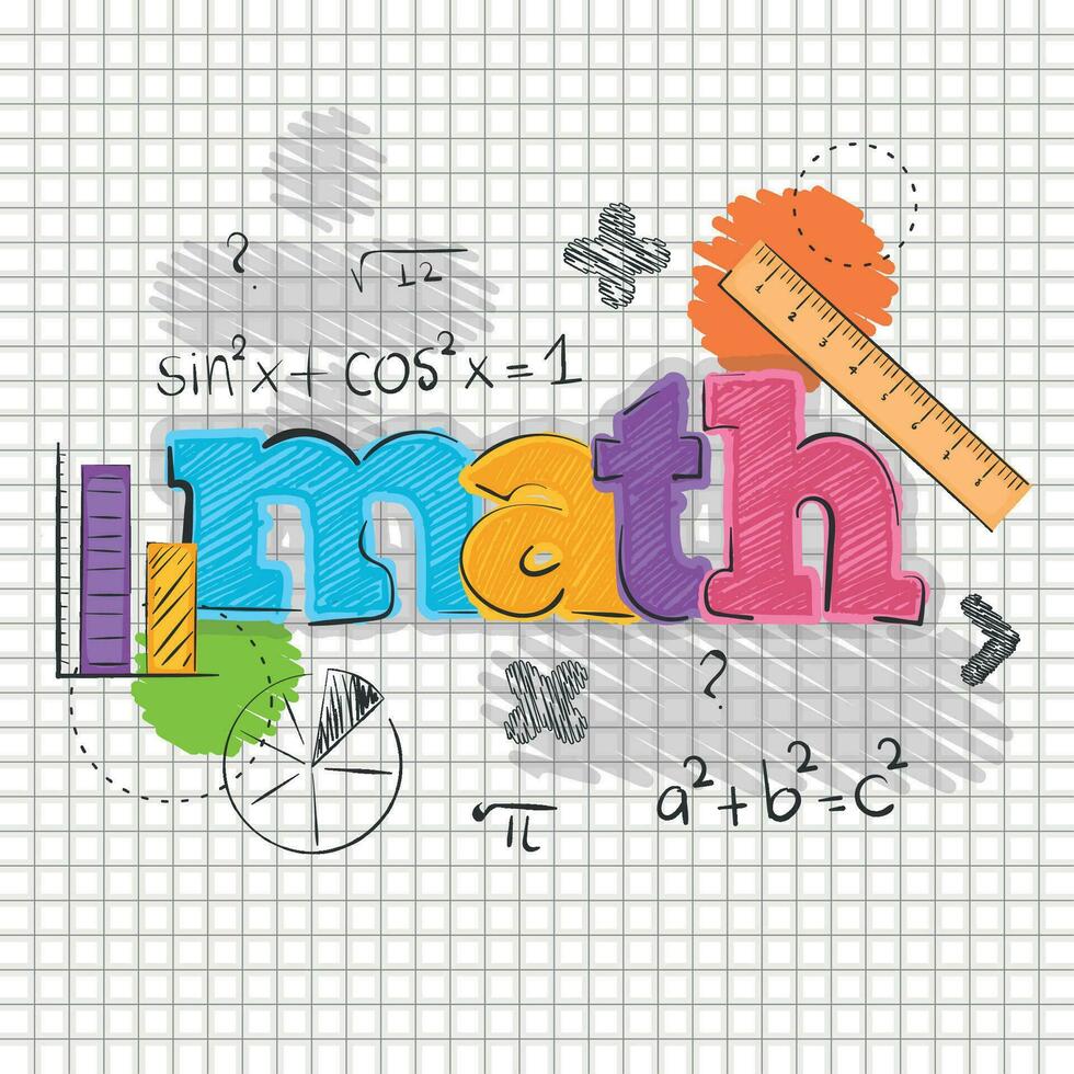 Math class lettering with formulas on a notebook paper Vector