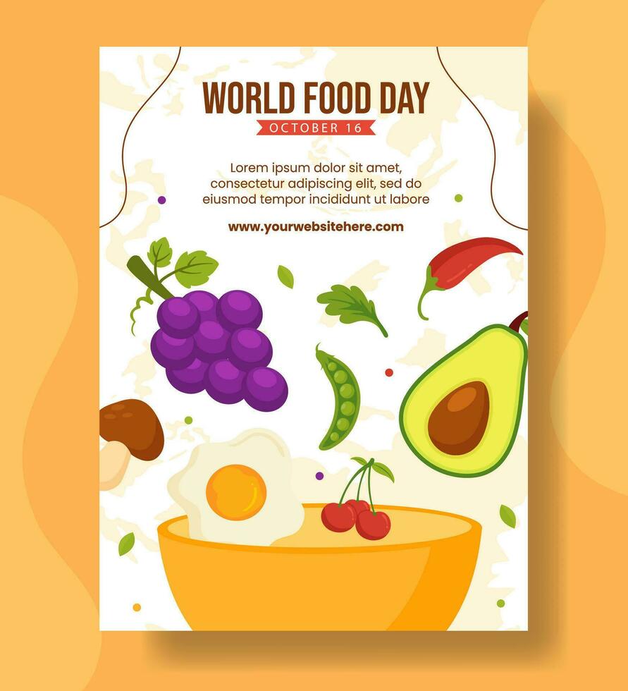 Food Day Vertical Poster Flat Cartoon Hand Drawn Templates Background Illustration vector