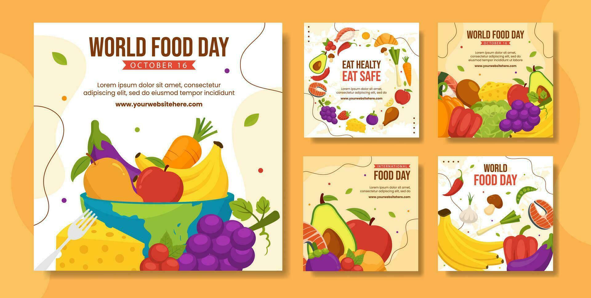Food Day Social Media Post Flat Cartoon Hand Drawn Templates Background Illustration vector