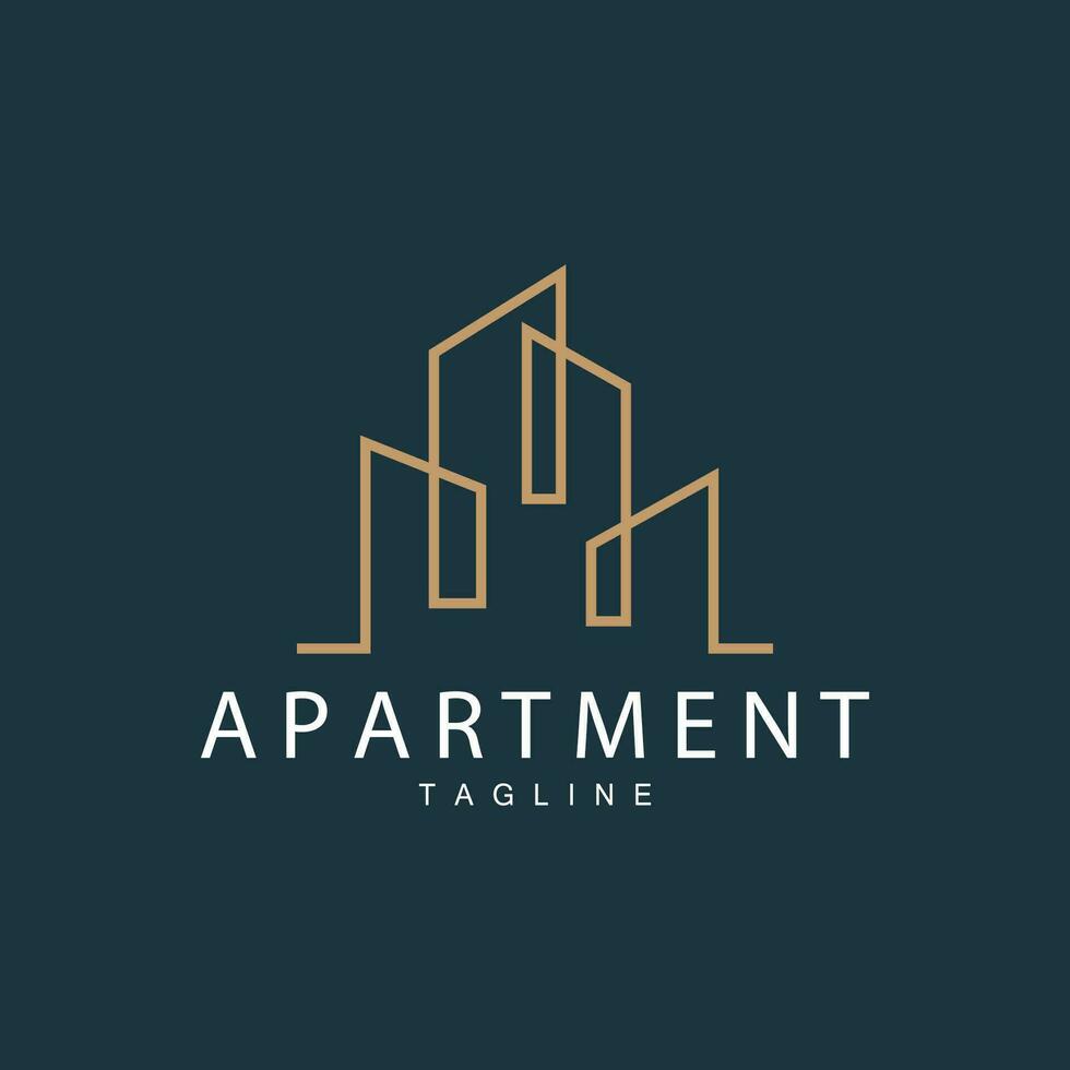 Apartment Building Logo, Modern Design Style Line Vector Symbol Illustration Template