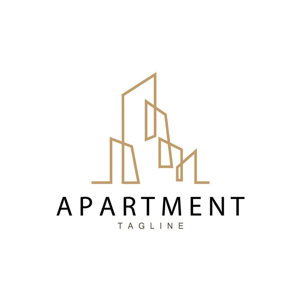 Departamento edificio logo, moderno diseño estilo línea vector símbolo ilustración modelo