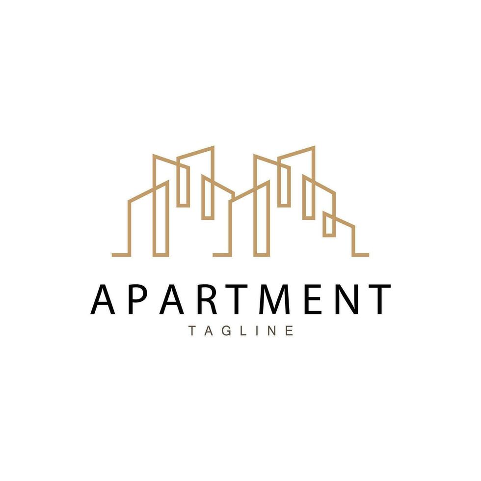 Departamento edificio logo, moderno diseño estilo línea vector símbolo ilustración modelo