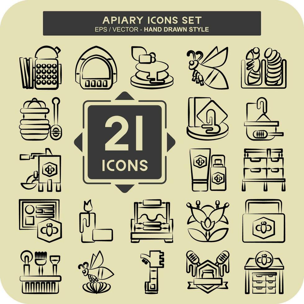 Icon Set Apiary. related to Farm symbol. hand drawn style. simple design editable. simple illustration vector