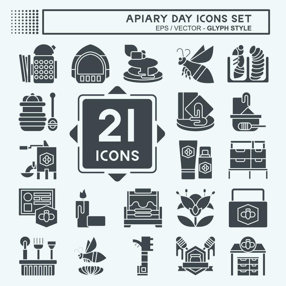 Icon Set Apiary. related to Farm symbol. glyph style. simple design editable. simple illustration vector