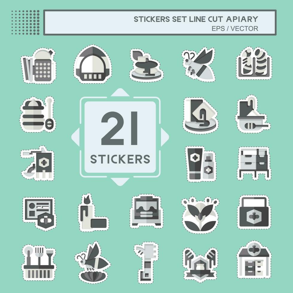 Sticker line cut Set Apiary. related to Farm symbol. simple design editable. simple illustration vector