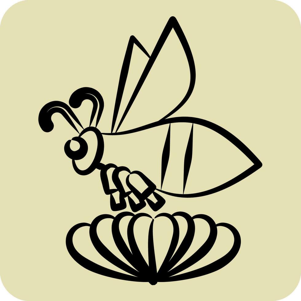 Icon Bee. related to Apiary symbol. hand drawn style. simple design editable. simple illustration vector