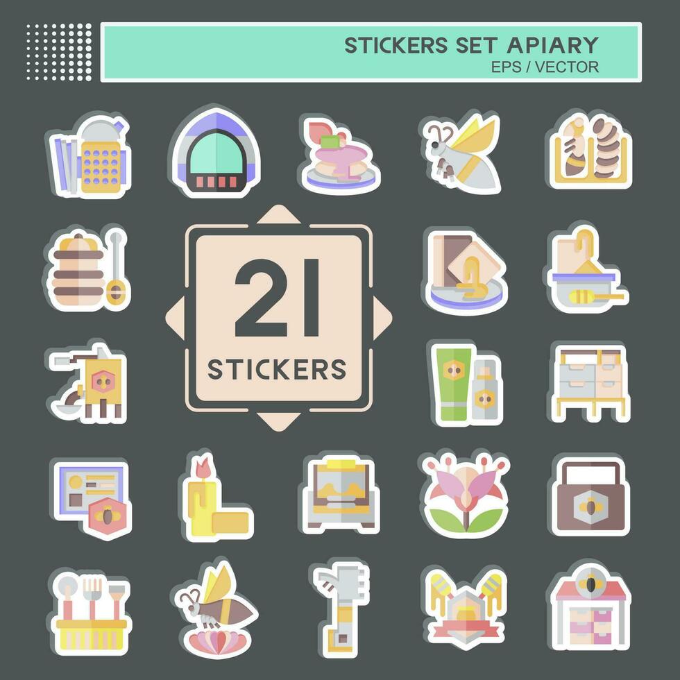 Sticker Set Apiary. related to Farm symbol. simple design editable. simple illustration vector
