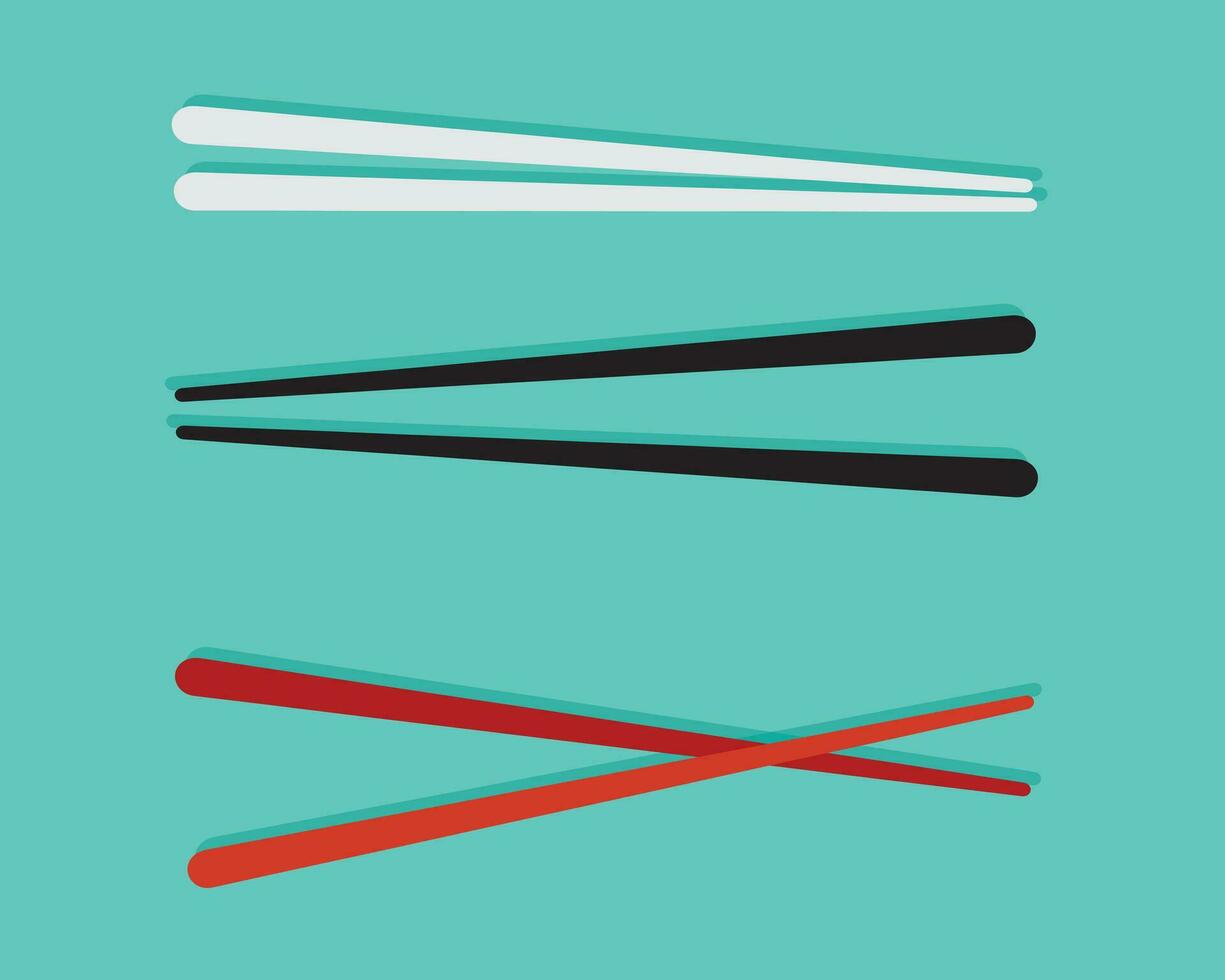 Wands. Accessories set for Sushi. Isolated on green background. Vector illustration