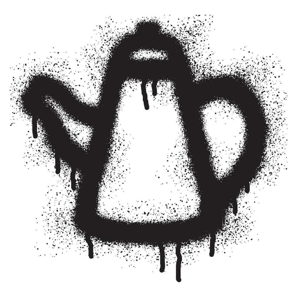 Teapot graffiti with black spray paint vector