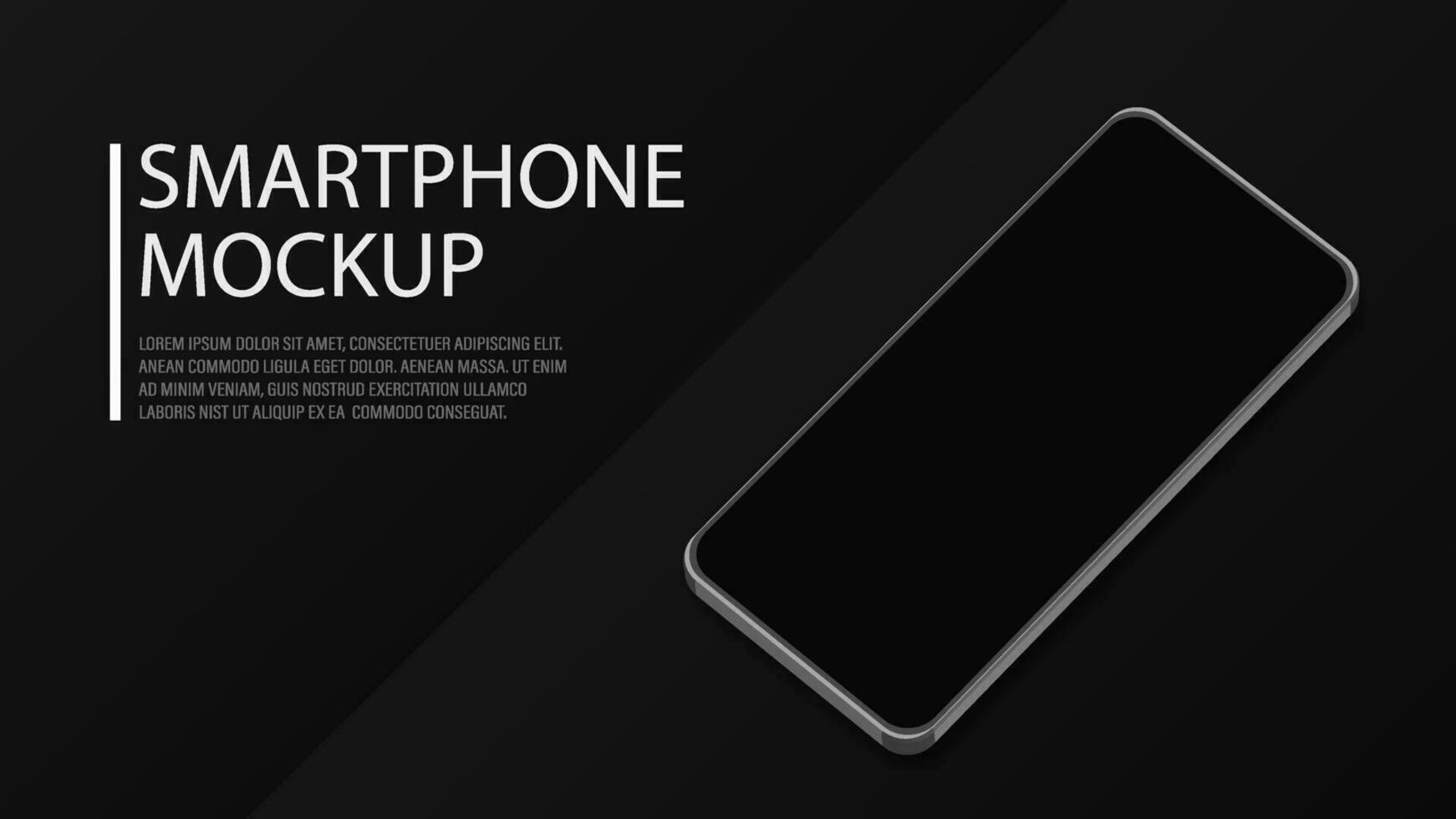 Smartphone mockup in black and white on a dark background. A phone with a shadow on a dark background. vector