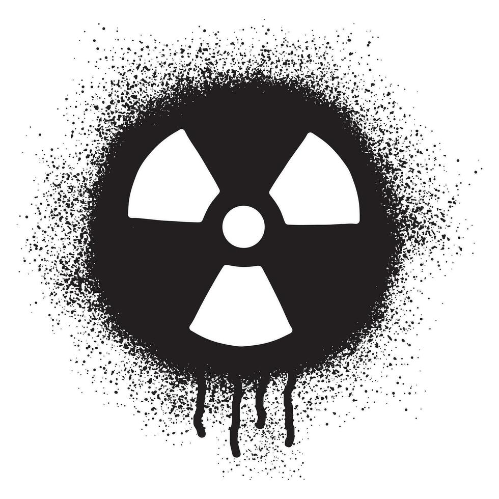 Radiation hazard symbol graffiti with black spray paint vector